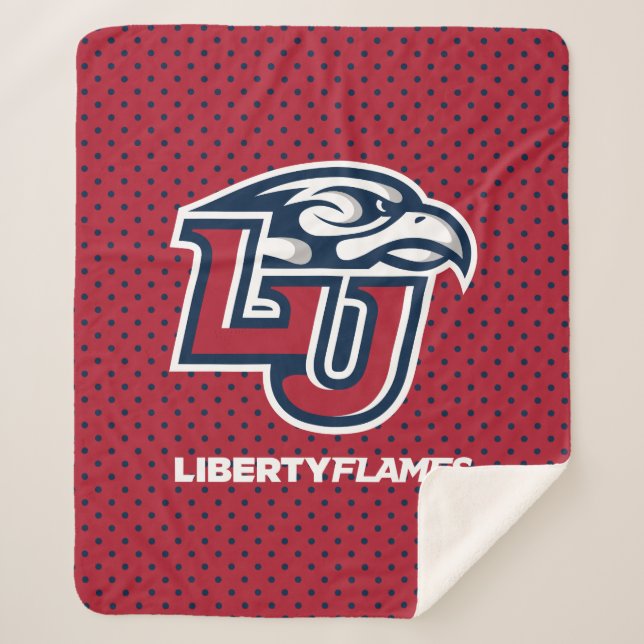 Liberty University Polka Dot Pattern Sherpa Blanket (Front)