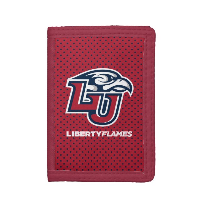 Liberty University Polka Dot Pattern Tri-fold Wallet (Front Vertical)