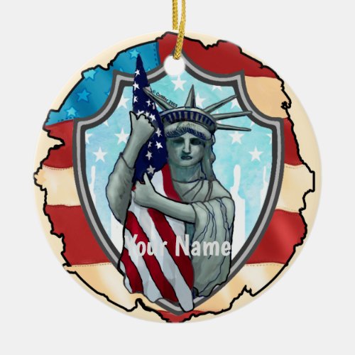 Liberty USA custom name Ceramic Ornament