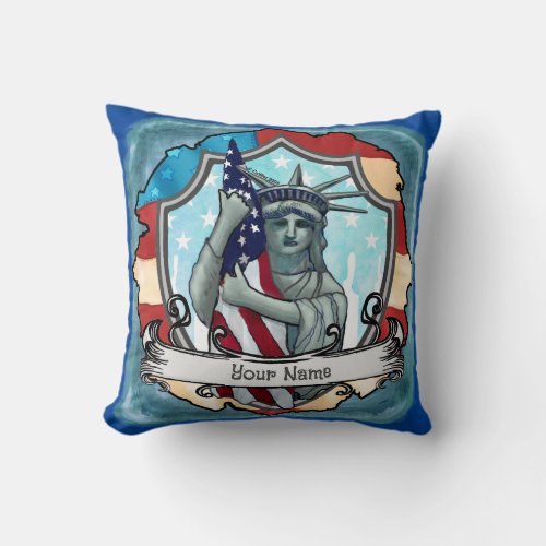 Liberty USA custom name Throw Pillow
