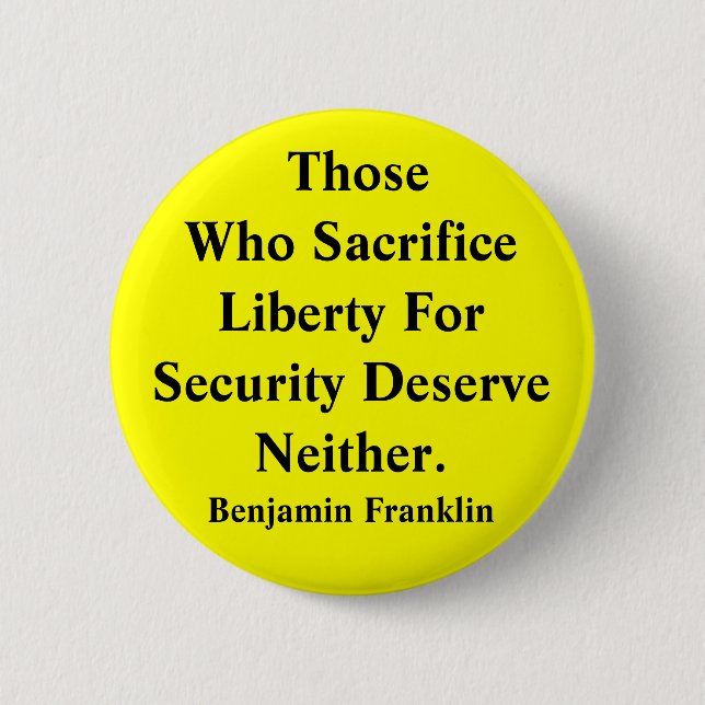 Liberty vs Security Pinback Button (Front)