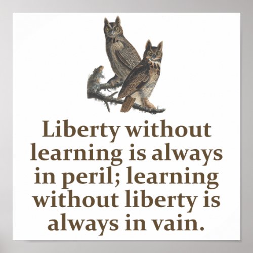 Liberty Without Learning _ Education Quote  Poster
