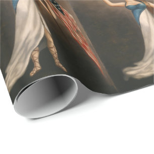 Liberty Woman Eagle American Flag USA Oil Painting Wrapping Paper