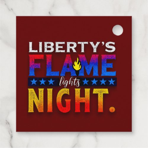 Libertys Flame Lights Night Foil Favor Tag