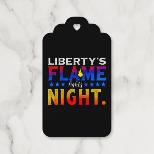 Libertys Flame Lights Night Foil Gift Tag