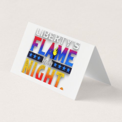 Libertys Flame Lights Night Folded Business Card