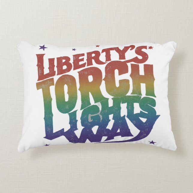 "Liberty's Torch Lights Way." Accent Pillow (Front)