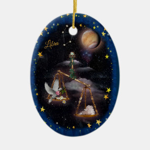 Libra Art Collage Ceramic Ornament