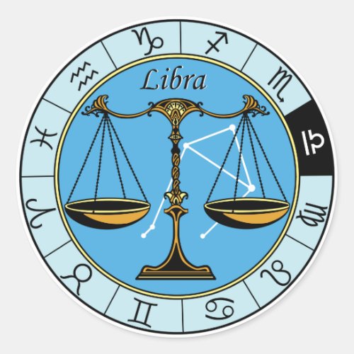 libra astrological zodiac sign classic round sticker