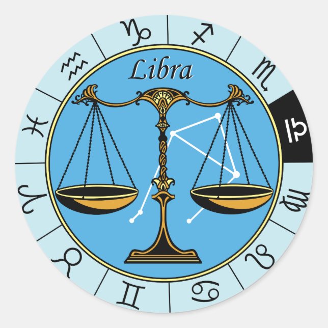 libra astrological zodiac sign classic round sticker (Front)