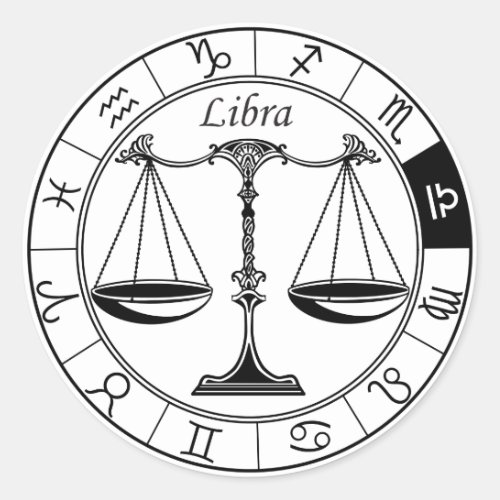 libra astrological zodiac sign classic round sticker