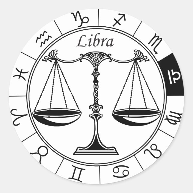 libra astrological zodiac sign classic round sticker (Front)