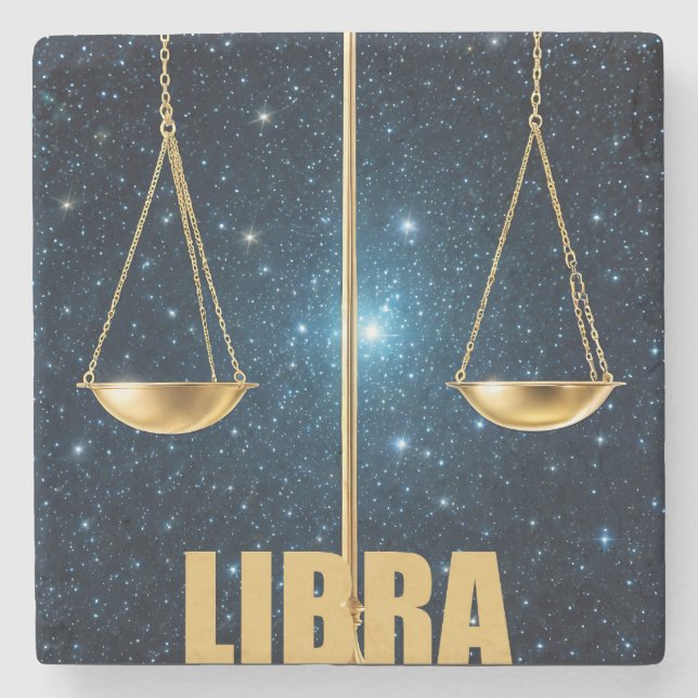 Libra astrology sign stone coaster (Front)