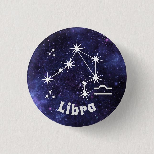Libra Badge, Zodiac Horoscope Badge Button (Front)