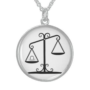 Libra Balance Scales Zodiac Astrology Horoscope Sterling Silver Necklace by lucidreality at Zazzle