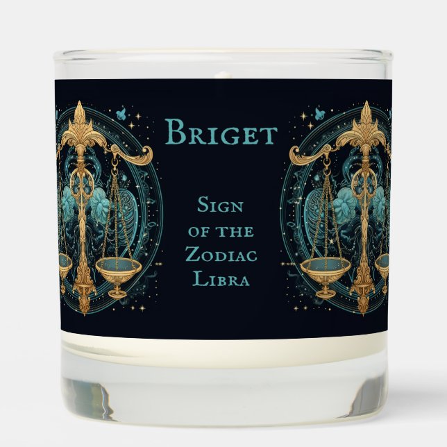 Libra Birthday Gift Add Name Beautiful Sandalwood Scented Candle (Front)