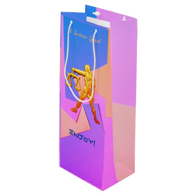 Libra Birthday -  Wine Gift Bag (Front Angled)
