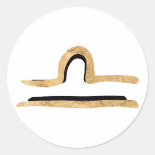 Libra black gold texture zodiac astrology symbol classic round sticker