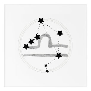 Libra black & silver zodiac constellation stars acrylic print