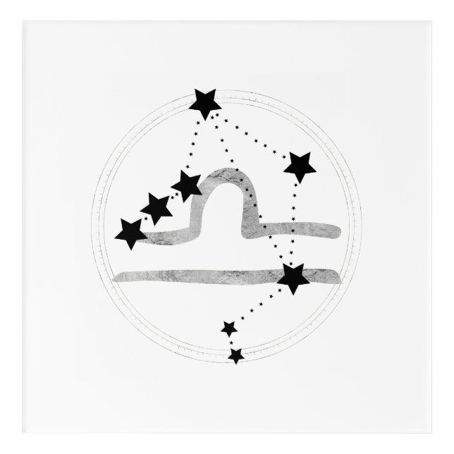 Libra black & silver zodiac constellation stars acrylic print (Front)
