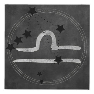 Libra black & silver zodiac constellation stars  f faux canvas print