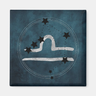 Libra black & silver zodiac constellation teal  magnet