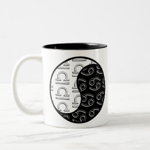 Libra Cancer yin yang zodiac couple Two-Tone Coffee Mug