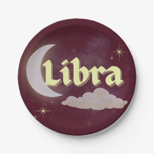 Libra Celestial Moon Cloud Stars Astrology Art Paper Plates