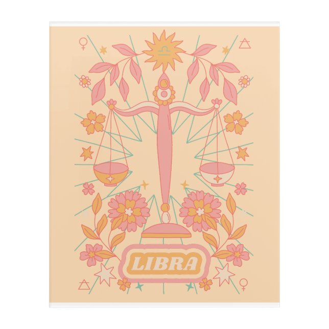 Libra Celestial Zodiac Pastel Dreams Wall Arts Acrylic Print (Front)