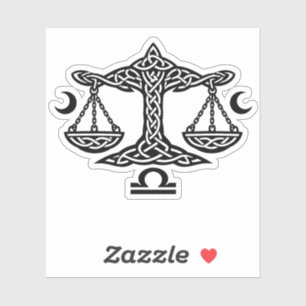 Libra Celtic Moon‑Scale Sigil BurnsInHell Ink Sticker