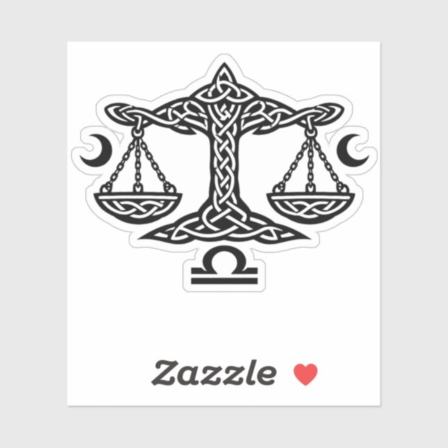 Libra Celtic Moon‑Scale Sigil | BurnsInHell Ink Sticker (Sheet)
