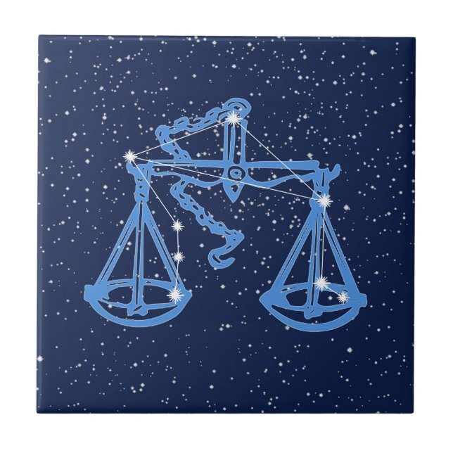 Libra Constellation and Sign with Stars Ceramic Ti Ceramic Tile (Front)