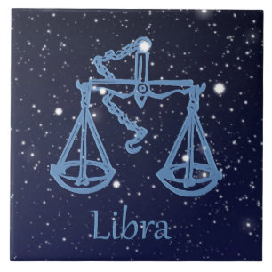 Libra Constellation and Zodiac Sign with Stars Ceramic Tile