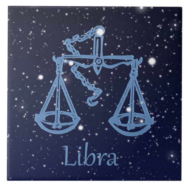 Libra Constellation and Zodiac Sign with Stars Ceramic Tile (Front)