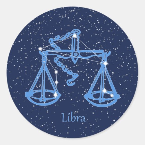 Libra Constellation and Zodiac Sign with Stars Classic Round Sticker