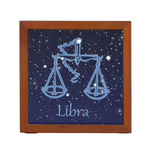 Libra Constellation and Zodiac Sign with Stars Desk Organizer