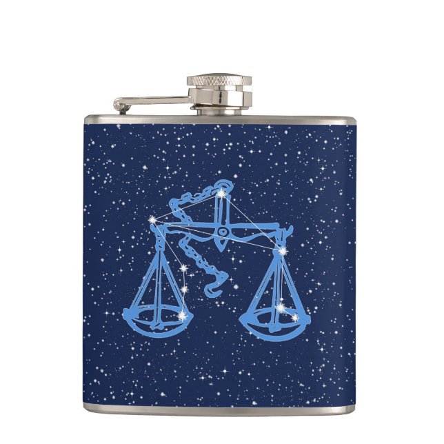 Libra Constellation and Zodiac Sign with Stars Flask (Front)