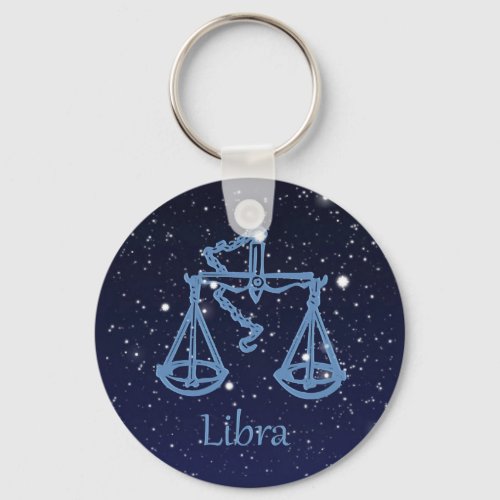 Libra Constellation and Zodiac Sign with Stars Keychain