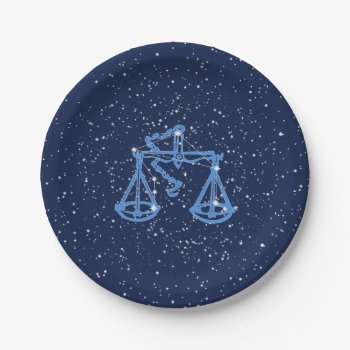 Libra Constellation And Zodiac Sign With Stars Paper Plates by Under_Starry_Skies at Zazzle