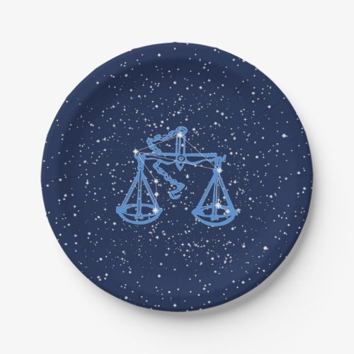 Libra Constellation and Zodiac Sign with Stars Paper Plates