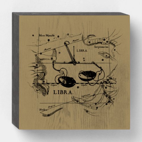 Libra Constellation Hevelius 1690 Decor Wooden Box Sign