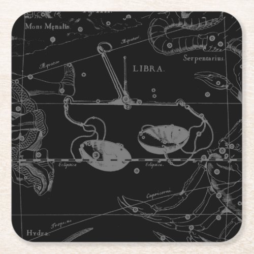 Libra Constellation Hevelius circa 1690 Square Paper Coaster