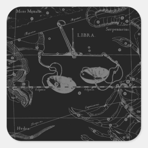 Libra Constellation Hevelius circa 1690 Square Sticker