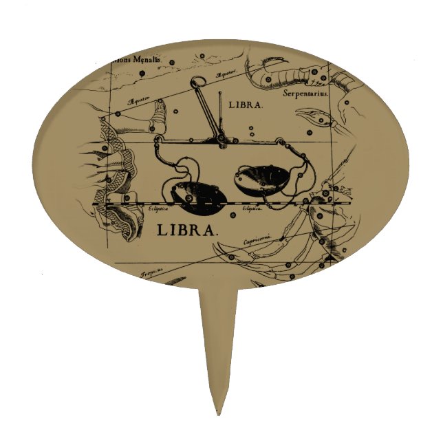 Libra Constellation Map Hevelius 1690 Decor Cake Topper (Front)