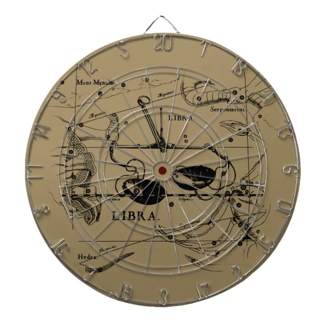 Libra Constellation Map Hevelius 1690 Decor Dartboard With Darts (Front)