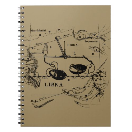 Libra Constellation Map Hevelius 1690 Decor Notebook