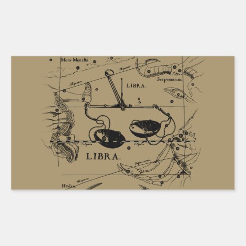 Libra Constellation Map Hevelius 1690 Decor Rectangular Sticker