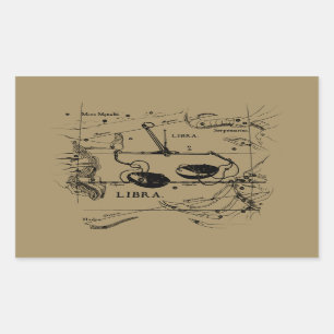 Libra Constellation Map Hevelius 1690 Decor Rectangular Sticker