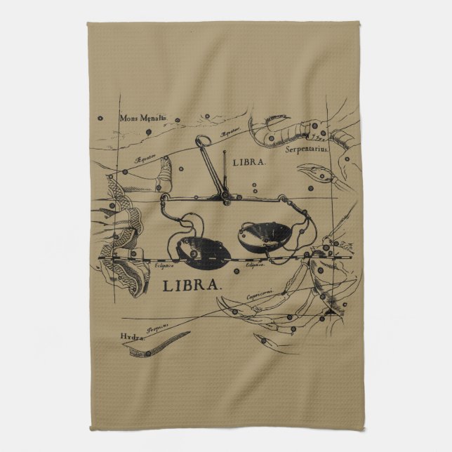 Libra Constellation Map Hevelius 1690 Decor Towel (Vertical)
