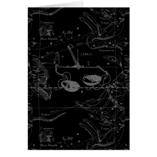 Libra Constellation Map Hevelius 1690 on Black Cards (Front)